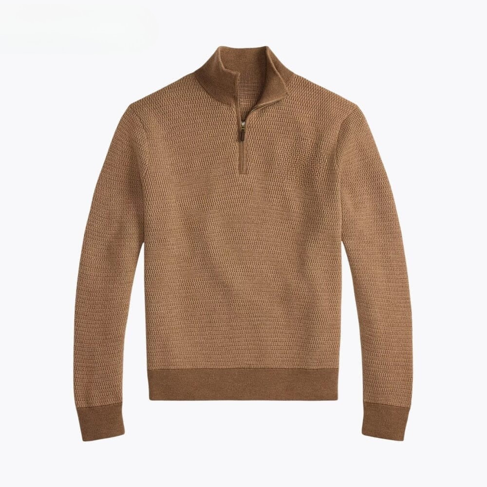 Waschbarer Woll-Pullover Mit Viertel-Reißverschluss