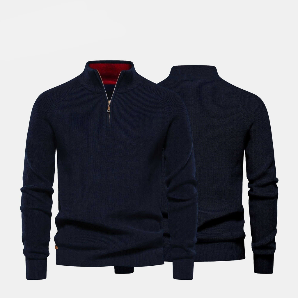 Gerippter Zip-Pullover Premium