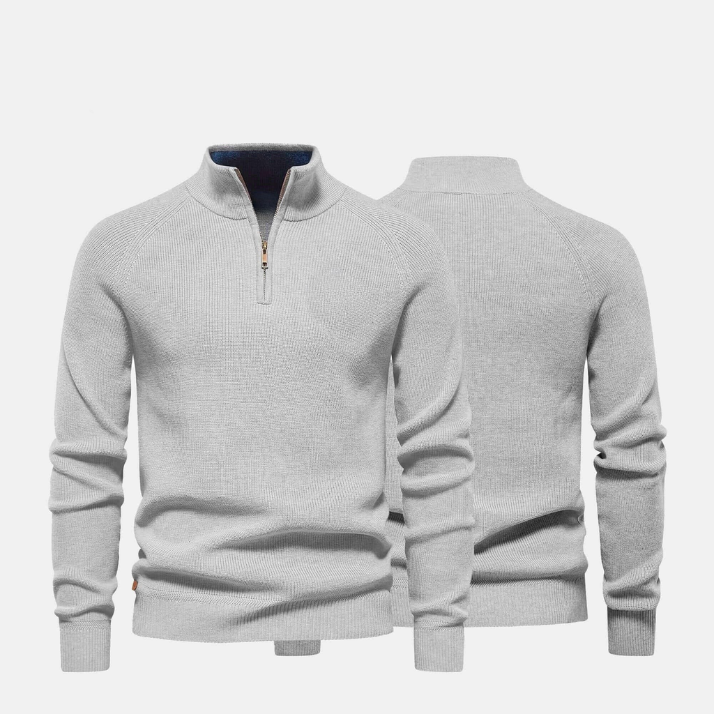 Gerippter Zip-Pullover Premium