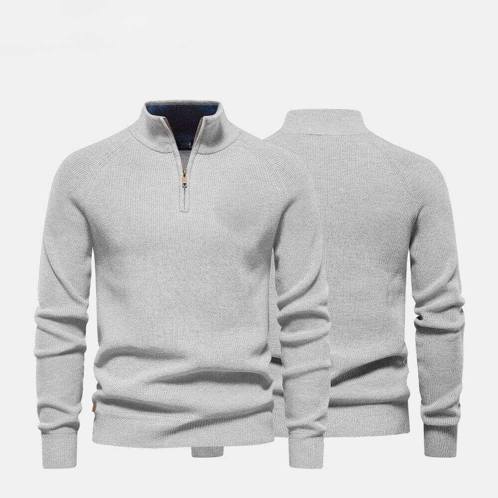 Zip Zopfstrick Woll-Pullover