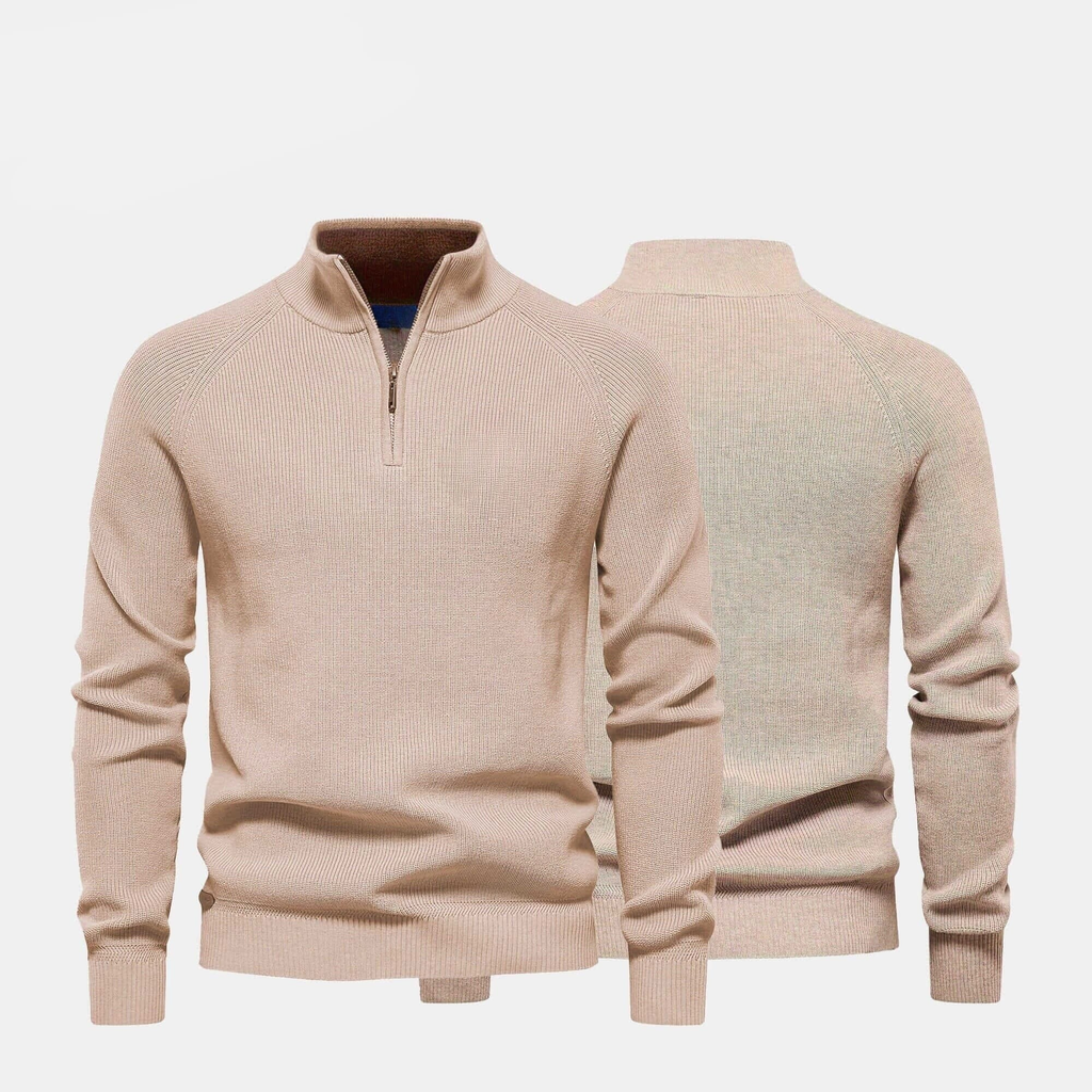 Gerippter Zip-Pullover Premium