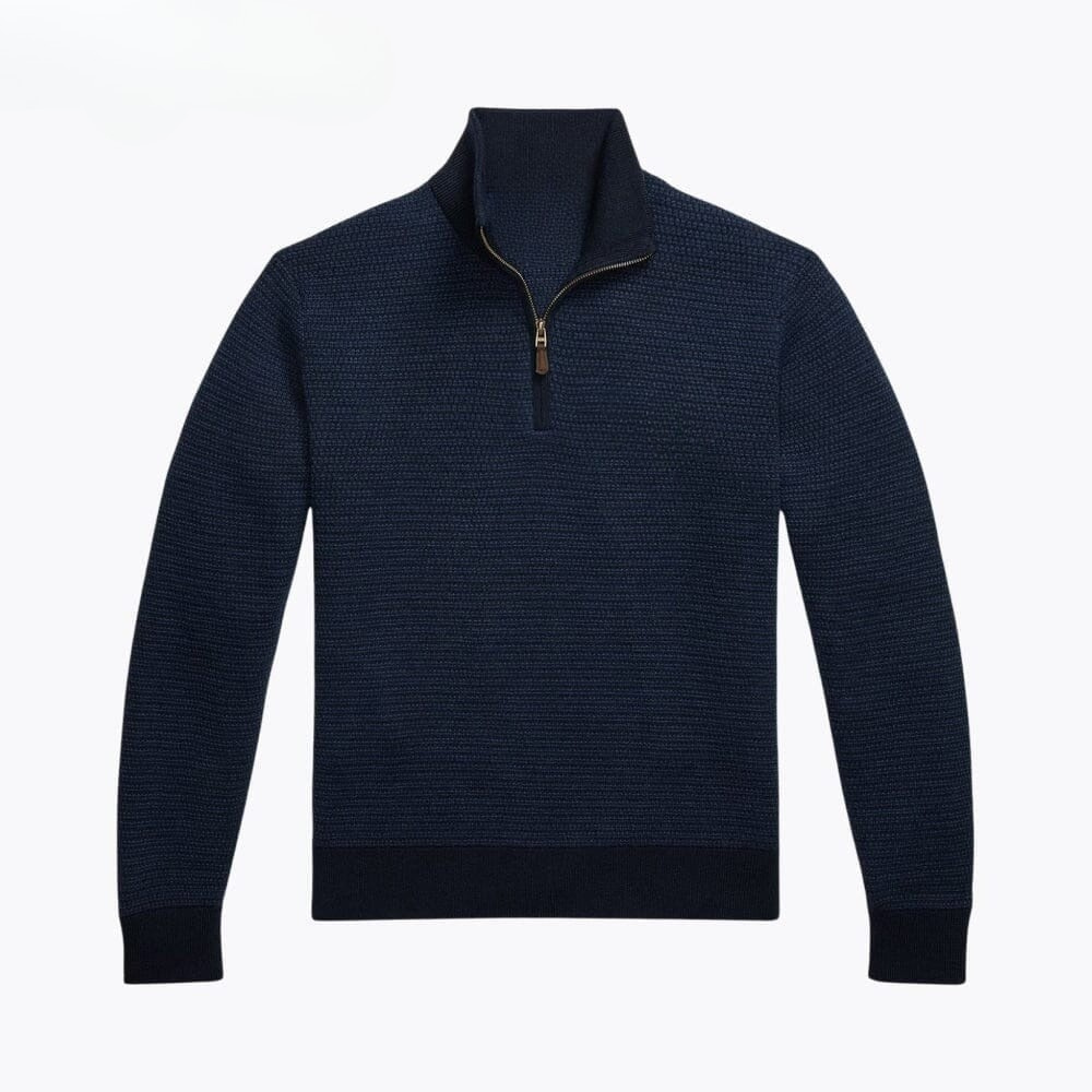 Waschbarer Woll-Pullover Mit Viertel-Reißverschluss
