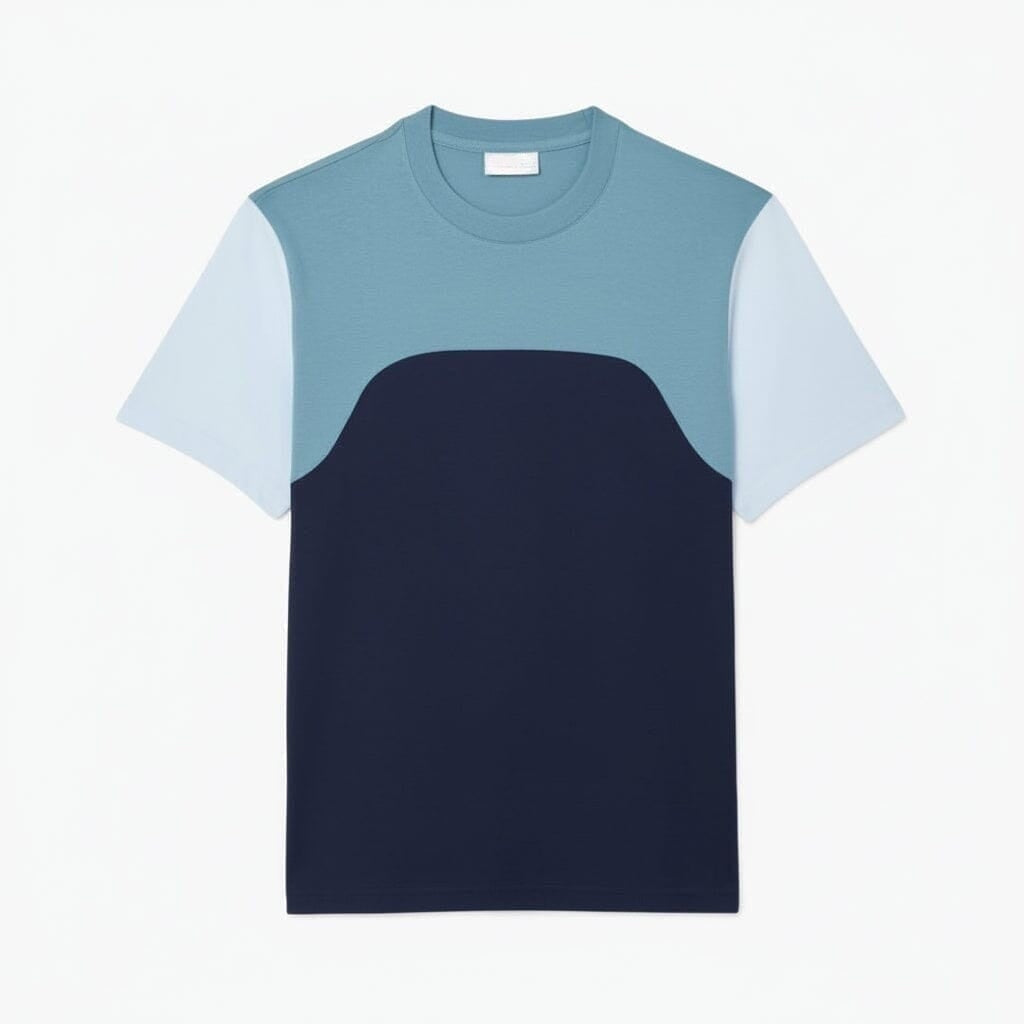 Baumwoll-Jersey T-SHIRT Mit Colour-Block Design