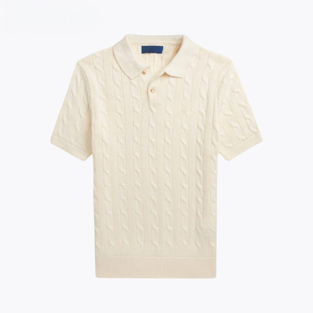 Polo-Pullover Aus Baumwolle Mit Zopfmuster