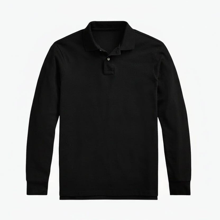 Langarm-Poloshirt Aus Mesh-Baumwolle