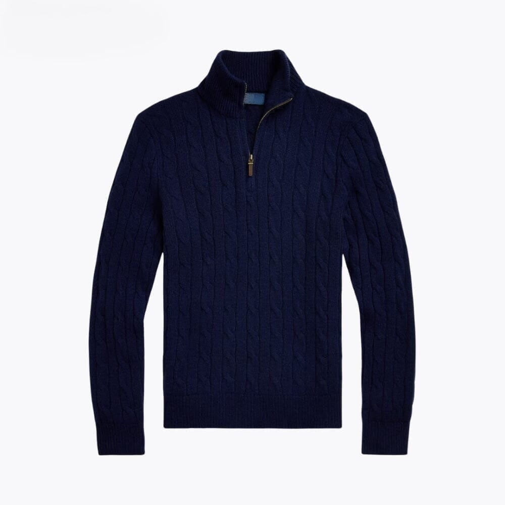 Kaschmir-Pullover Mit Zopfmuster Und Reißverschluss