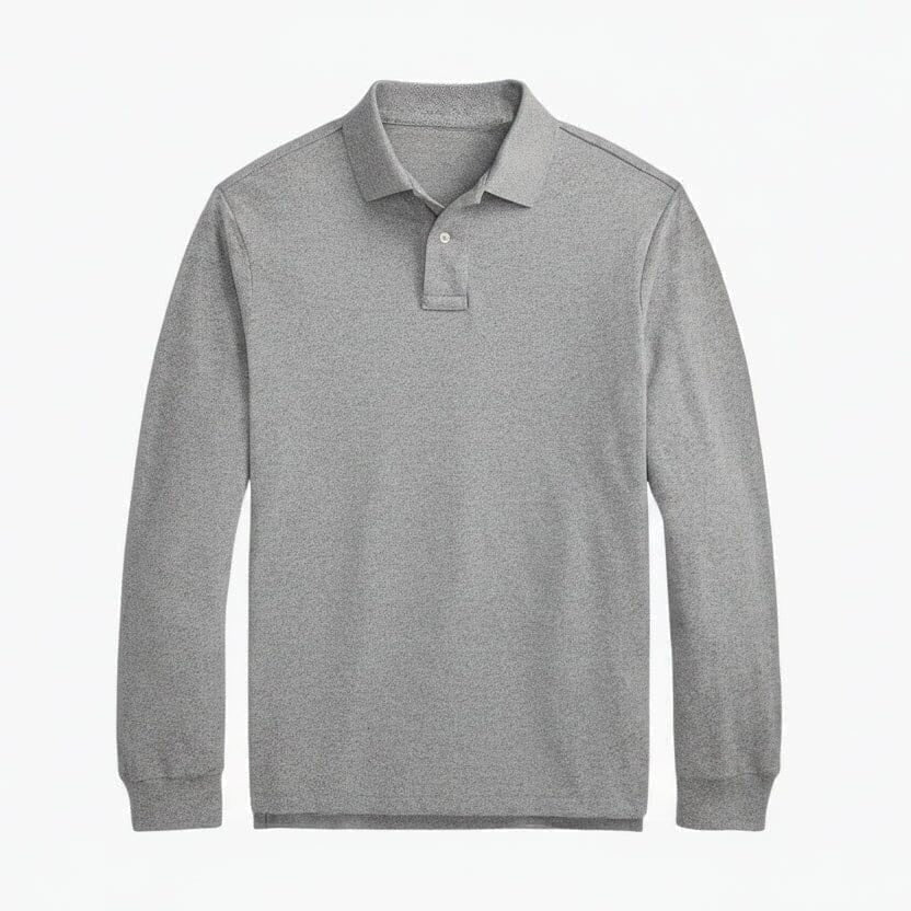 Langarm-Poloshirt Aus Mesh-Baumwolle