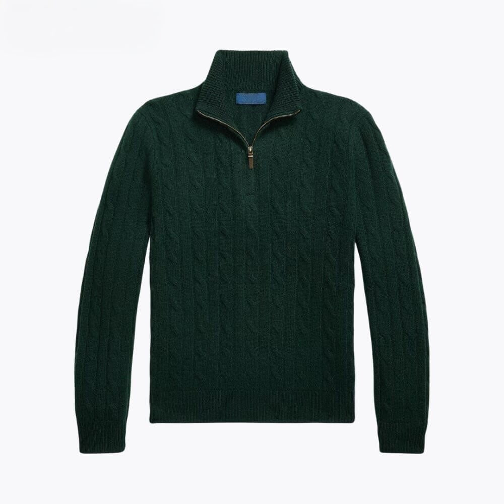 Kaschmir-Pullover Mit Zopfmuster Und Reißverschluss