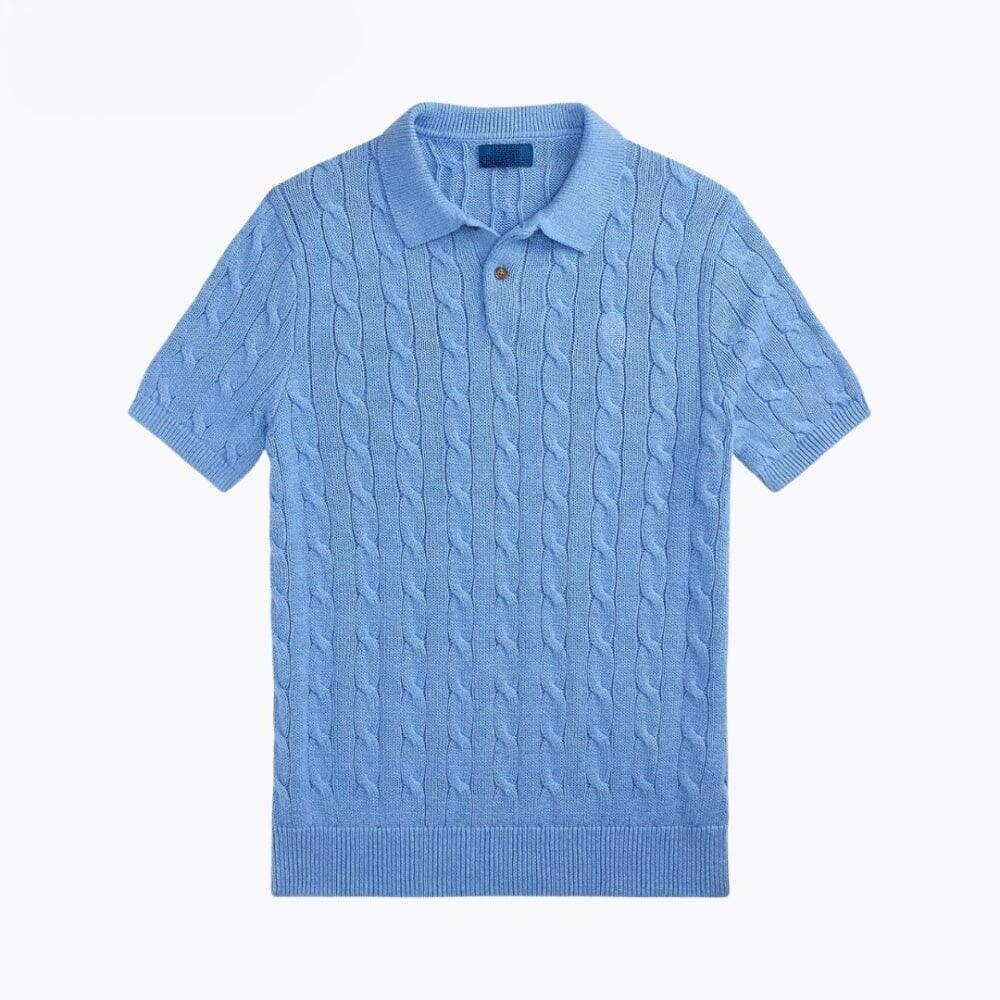 Polo-Pullover Aus Baumwolle Mit Zopfmuster
