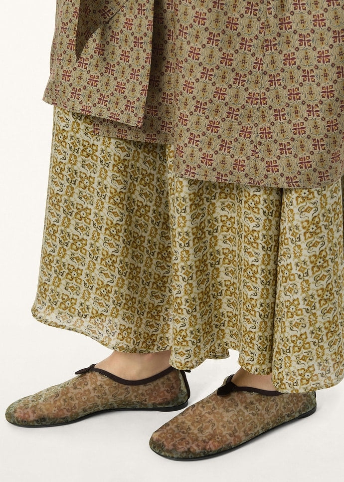 Flacher Slipper Floaty Damen - Light Olive/burnt Orange