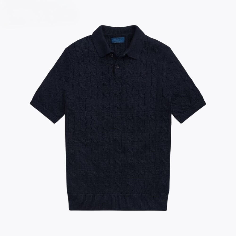 Polo-Pullover Aus Baumwolle Mit Zopfmuster
