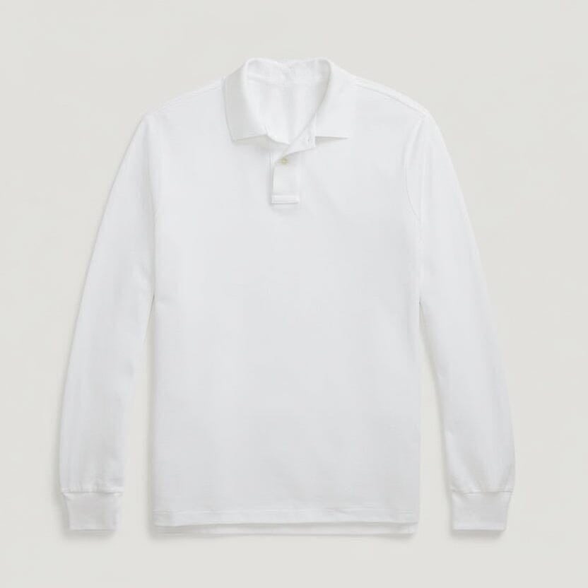 Langarm-Poloshirt Aus Mesh-Baumwolle