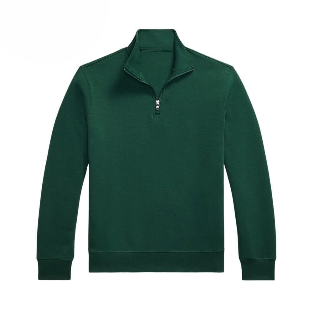 Doppelstrick Stehkragen Pullover Mit Viertelreißverschluss