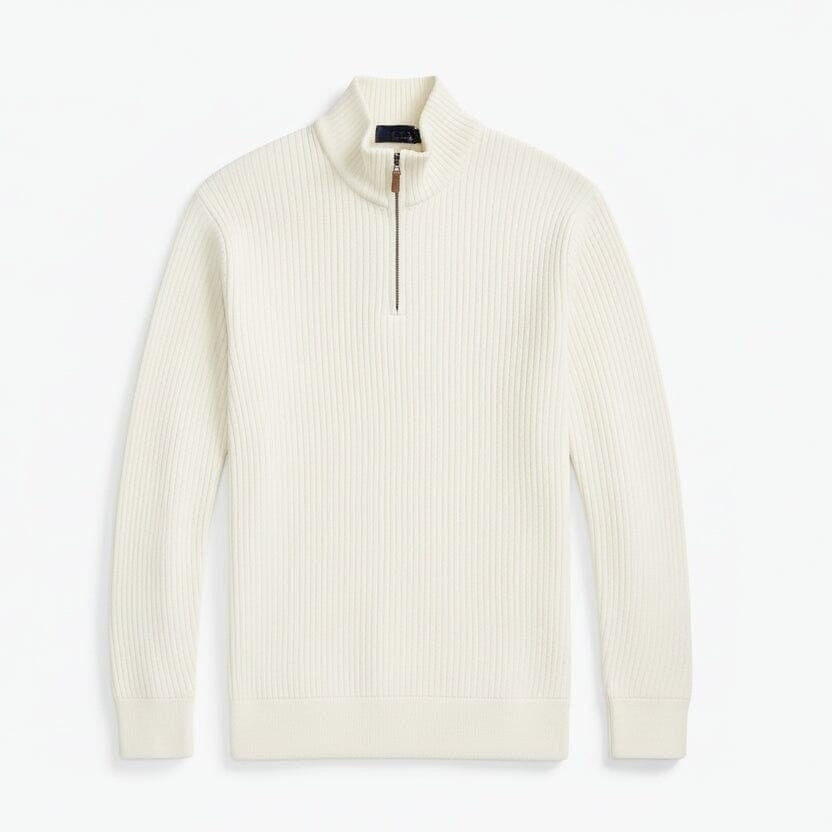 Estate-Rib Pullover Mit Viertel-Reißverschluss