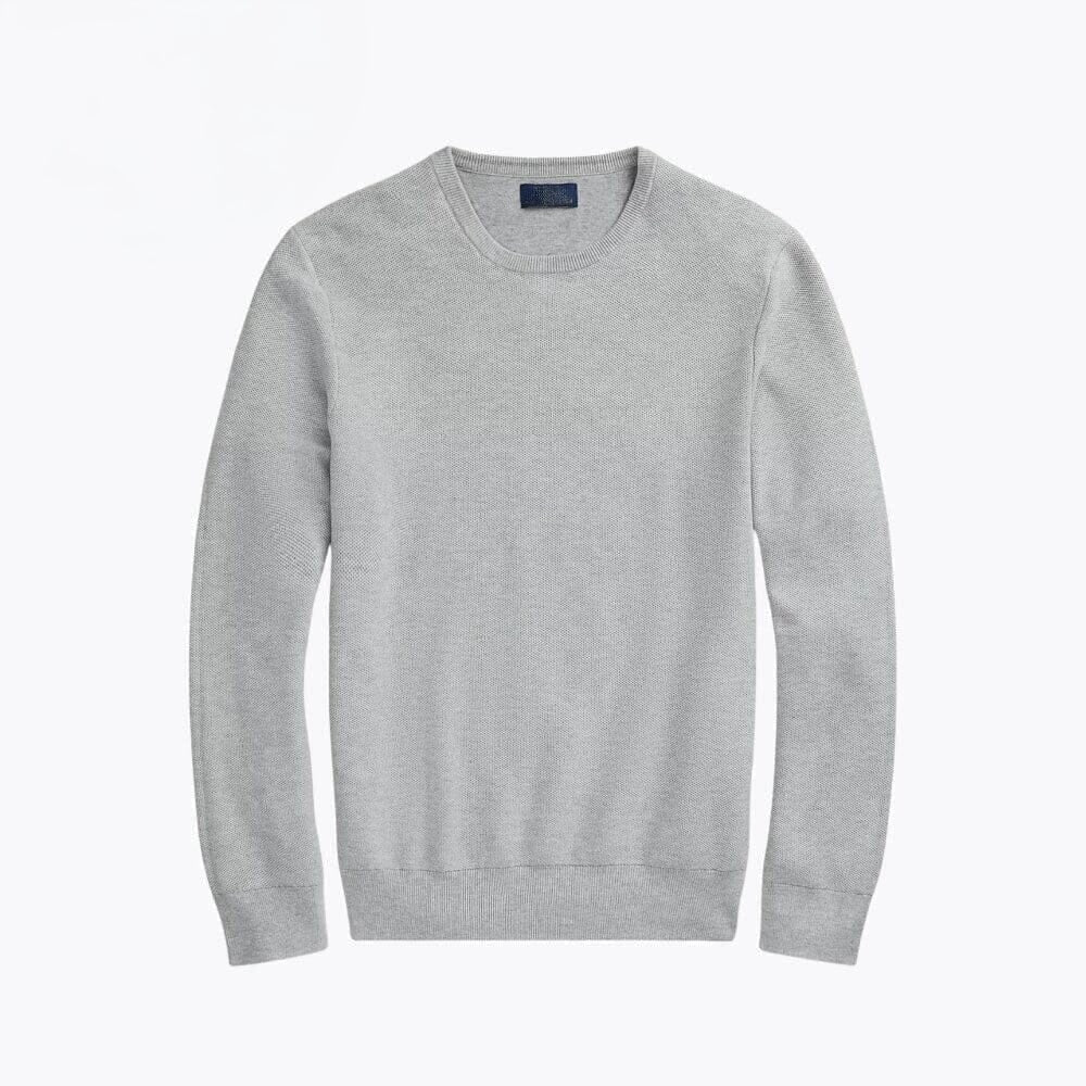 Mesh-Strick Baumwoll-Pullover Mit Rundhalsausschnitt