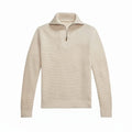 Waffelstrick Wolle-Baumwolle Pullover Mit Viertelreißverschluss