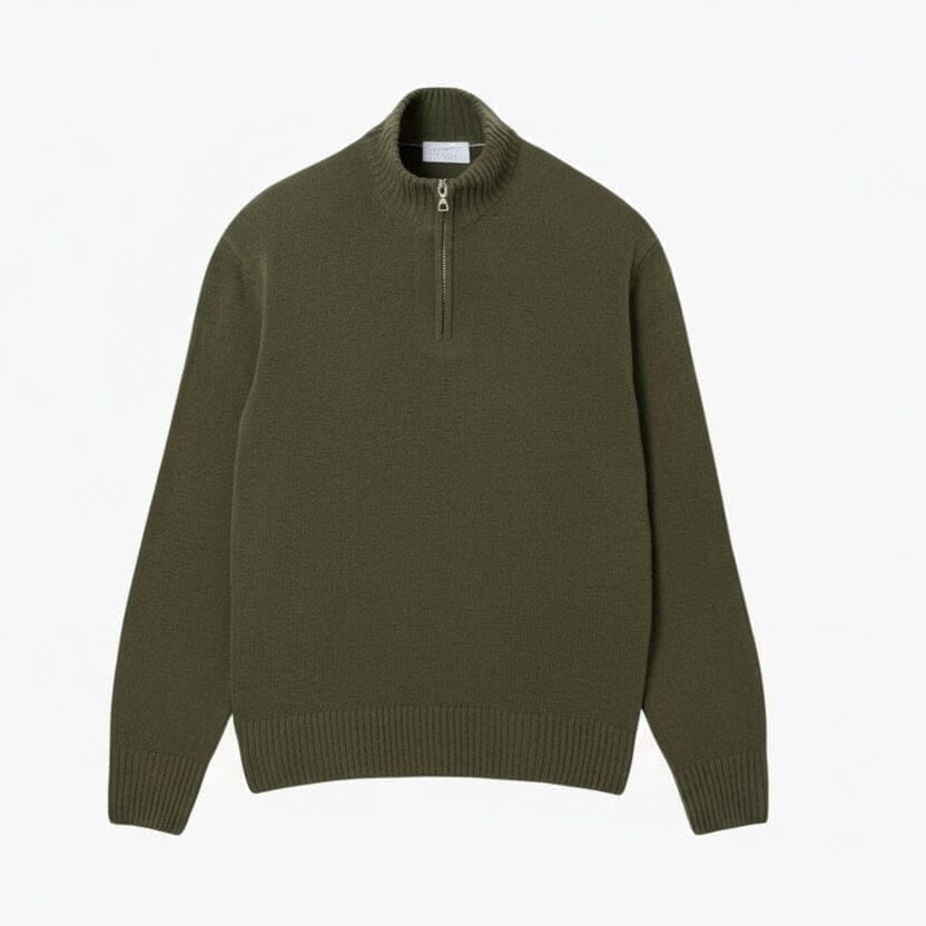 Pullover Aus Gekämmter Wolle Mit Reißverschluss Und Hohem Kragen