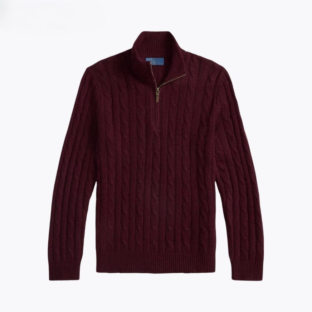 Kaschmir-Pullover Mit Zopfmuster Und Reißverschluss